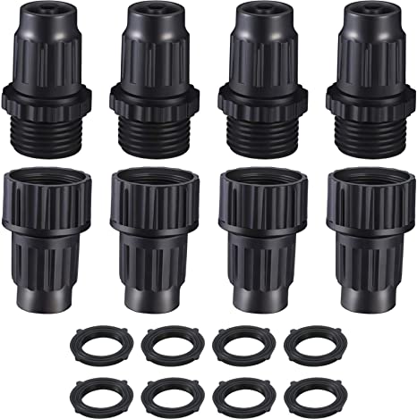 4 Sets Garden Expandable Hose Repair Kit Plastic Faucet Adapter Water Hose Connectors with 8 Pieces 3/4 Inch Rubber Gaskets for Garden Hose