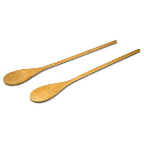 18-Inch Long Handle Wooden Cooking Mixing Spoon, Birch Wood  Set of 2