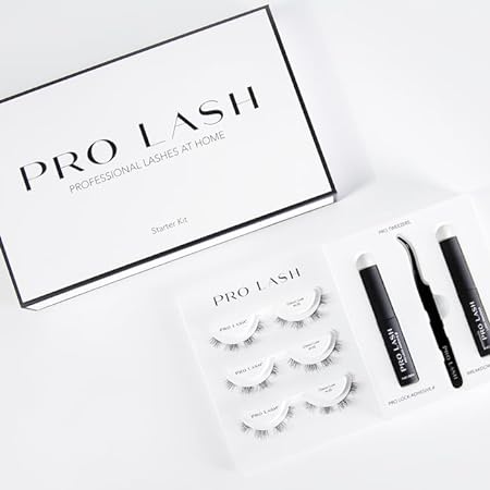 Pro Lash Starter Kit | Professionally Styled - Soft and Comfortable Lash Extension with 3 Set of Lashes, Tweezers, Pro Lock Adhesive, and Remover - Lasts up to 10 Days (Mega Volume)