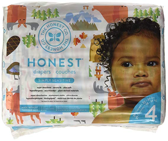 The Honest Company into the wild limited edition Disposable diapers, Canadian print, size 4, 29 Count