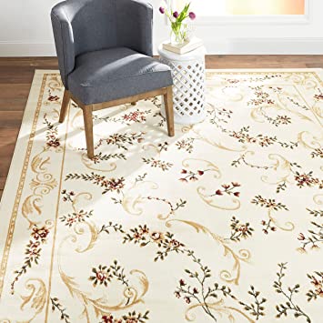 Home Dynamix Optimum Apollo Area Rug 7'8" x10'4, Traditional Floral Vines, Ivory/Burgundy/Yellow