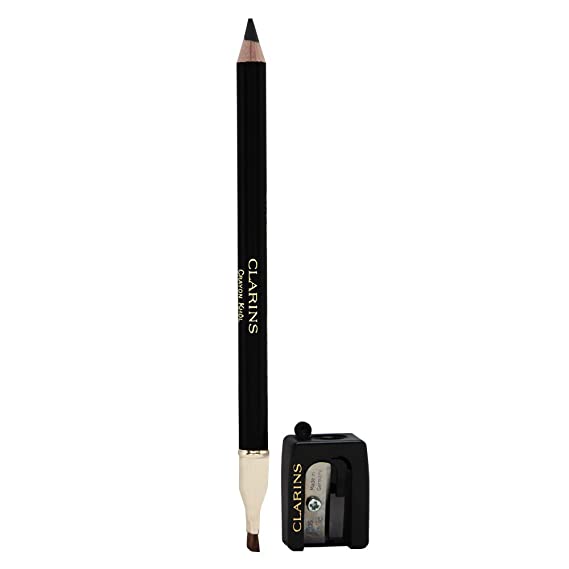 Clarins Long Lasting Eye Pencil With Brush, No.01 Carbon Black with Sharpener, 1.05 g/0.037 Ounce