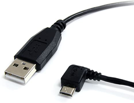 StarTech.com 3 ft / 91cm Micro USB Cable - A to Left Angle Micro B - USB Type A - 90 Degree Micro-USB Type B (M) - Black (UUSBHAUB3LA)