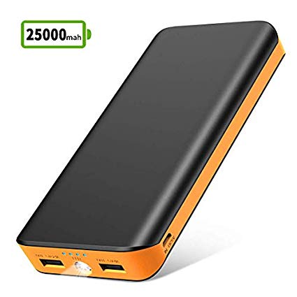 Grandbeing Power Banks 25000mAh Portable Phone Chargers High Capacity External Battery With 4-modes LED Flashlight Dual Ports for iPhone iPad Samsung Android Cameras PSP Tablets