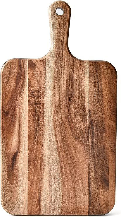 Acacia Wood Cutting Board - Wooden Kitchen Cutting Board for Meat, Cheese, Bread,Vegetables &Fruits- Charcuterie Board Cheese Serving Board with Handle,16" x 8.6”