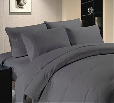 Scala Luxuries Cotton Egyptian Cotton - 500 TC Bed Sheet Set King Elephant Gray