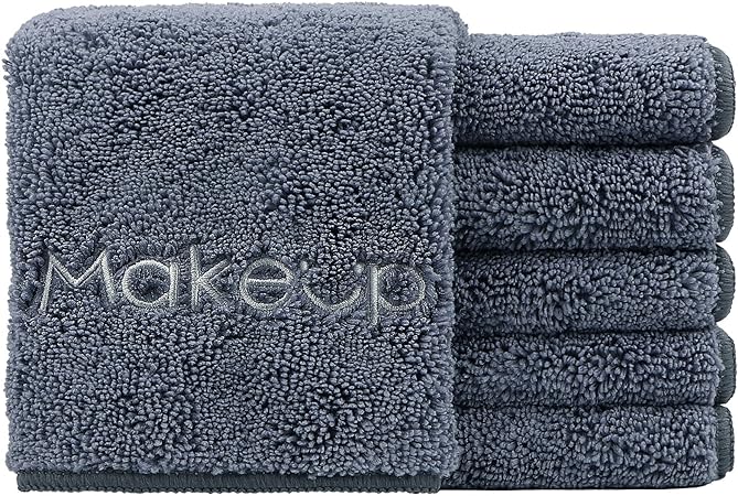 HOMEXCEL Makeup Remover Cloth 6 Pack,Premium Washable Soft 13x13 Inch Facial Cleansing Makeup Towels,Quick Dry Microfiber Face Towels Washcloths For All Skin Types,Grey