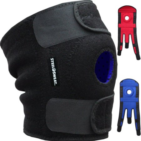 Knee Support By Steel Sweat for Wounded Knee or Pain When Bending - Non-slip Breathable Neoprene Knee Brace - One Size Fully Adjustable Patella Knee Brace and Knee Protector
