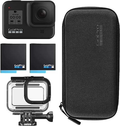 GoPro HERO8 Gray Bundle: Includes HERO8 Gray Action Camera, 2 Total Rechargeable Battery, Protective Housing - Broage Gray Carrying Case for HERO8, Gray