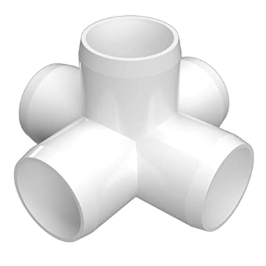 FORMUFIT F1145WC-WH-4 5-Way Cross PVC Fitting, Furniture Grade, 1-1/4" Size, White (Pack of 4)