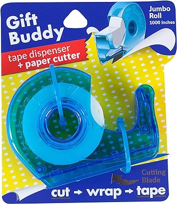 Jacent Gift Buddy Tape Dispenser and Cutter, 1000 inches Large roll - 1 Pack