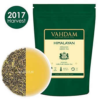 Green Tea Leaves from Himalayas (50 Cups), 100% Natural Detox Tea, Powerful Anti-Oxidants, 2017 Fresh Harvest, Green Tea Loose Leaf, 100gm