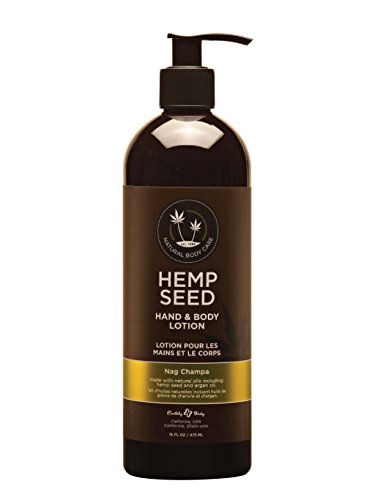 Earthly Body All Natural Hand and Body Lotion with Hemp Seed and Argan Oil - Nag Champa Huge 16 oz.