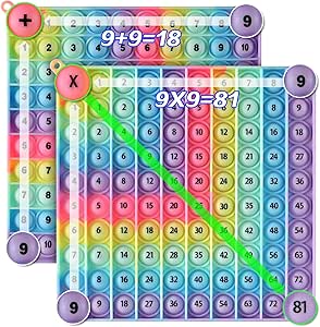 100 Bubbles Right-Angled Macaron Multiplicatoin POP for Kids of Ages 4-8, Great Tools for Addition Subtraction Multiplication & Division Learning【Double Sided Printing】