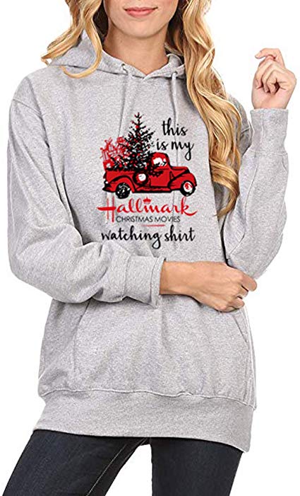 Barlver Womens Christmas Hoodie Sweater Snowflake Fuzzy Fleece Pullover Sweatshirts with Pocket