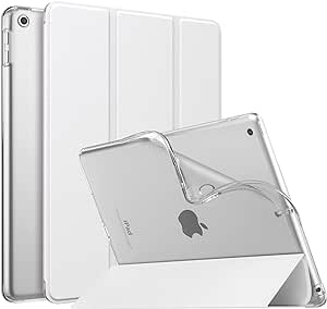 MoKo Case for iPad 10.2 iPad 9th Generation 2021/ iPad 8th Generation 2020/ iPad 7th Gen 2019, Soft Frosted Back Cover Slim Shell Case with Stand for iPad 10.2 inch,Auto Wake/Sleep, White