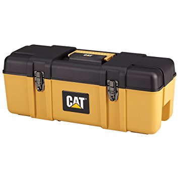 Cat Heavy-Duty Plastic Tool Box with Removable Tote, 26" W - Designed, Engineered and Assembled in the USA