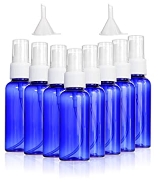 8PCS Spray Bottles 2 Ounces, 50ml Small Blue Empty Bottles Plastic Mist Spray Bottle (Blue,8)