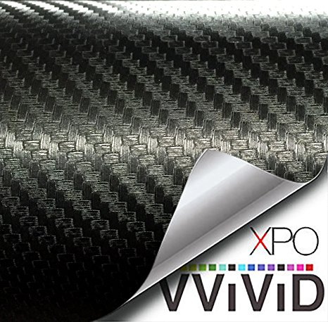 VViViD XPO Dry Deep Black 3D Carbon Fiber 5ft x 1ft Vinyl Wrap Roll with Air Release Technology