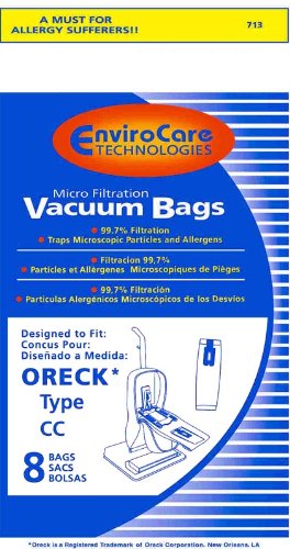 Replacement Oreck Type CC Micro Filtration Bags 8 Pack by Oreck