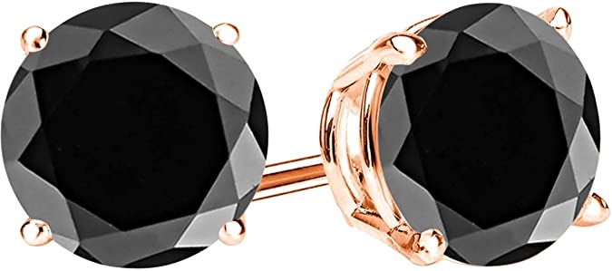 1/2-10 Carat Total Weight Black Diamond Stud Earrings 4 Prong Push Back