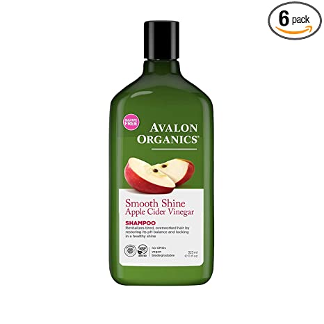 Avalon Organics Smooth Shine Apple Cider Vinegar Shampoo, 11 Ounce (Pack of 6)