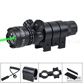 Tactical Laser Sight, FOME SPORTS|OUTDOORS Adjusted Rifle Scope Sight with 2 Mounts Tactical Laser Beam Dot Green One Year Warrenty