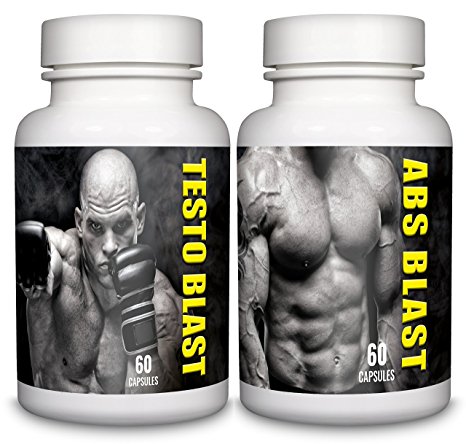 Testo Blast & Abs Blast - 1-month Supply - Testosterone and Libido Support - Sports Nutrition Supplements for Men by Natural Answers