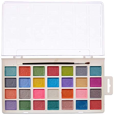 Darice Studio 71 Pearlescent Watercolor Pan Set: 28 Colors