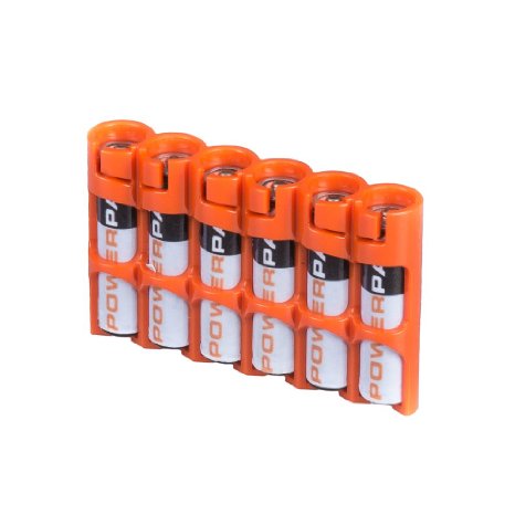 Storacell by Powerpax Slim Line AAA Battery Caddy Orange - Holds 6 AAA Batteries