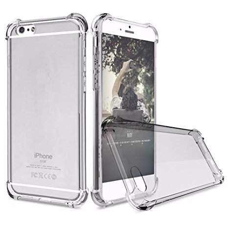 iPhone 6S Case, iPhone 6 Case, HeeBin Crystal Clear Shock Absorption Technology Bumper Soft TPU Cover Case for iPhone 6 / 6s - Gray