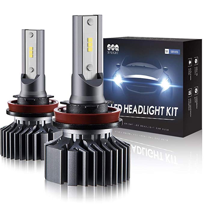 SEALIGHT H11 LED Headlight Bulb Low Beam or Fog Light,Non-Polarity,Upgraded 12xCSP Chips H8/H9 Conversion Kit Halogen Replacement 6000K Xenon White（Pack of 2）