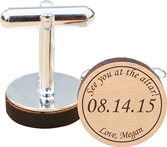Personalized Engraved Wood Cufflinks, Choose From 12 Wood Types - CF25