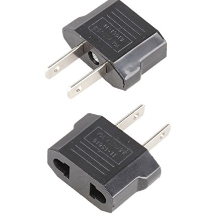 ANRANK E-U4113619AK European to USA American Outlet Plug Adapter (Black, 2-Pack)