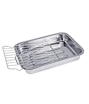 Stainless Steel Deep Roasting Pan | Baking tray with grill | Lasagne Pan | Roaster - 35cm