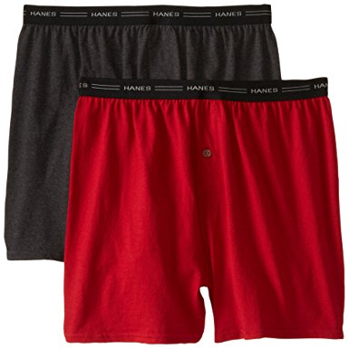 Hanes Red Label Men's Exposed Waistband Knit Boxers (Pack of Two)