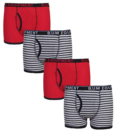 B.U.M. Equipment Boys 4 Pack Underwear Boxer Briefs, Solids and Stripes
