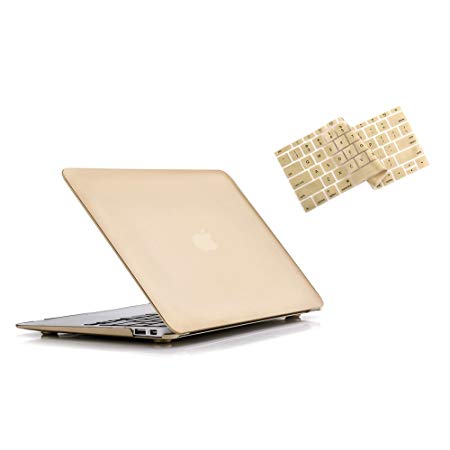 Ruban MacBook Air 13 Inch Case - Fits Previous Generations A1466 / A1369 (Will Not Fit 2018 MacBook Air 13 with Touch ID), Slim Snap On Hard Shell Protective Cover and Keyboard Cover,Gold