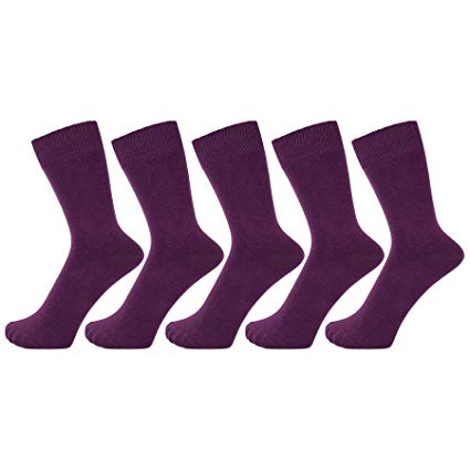 ZAKIRA Finest Combed Cotton Dress Socks in Plain Vivid Colours for Men, Women - Pack of 5