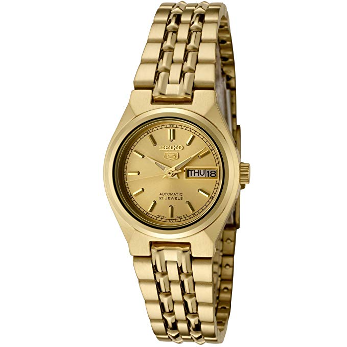 Seiko Women's SYMA04 Seiko 5 Automatic Gold Dial Gold-Tone Stainless Steel Watch