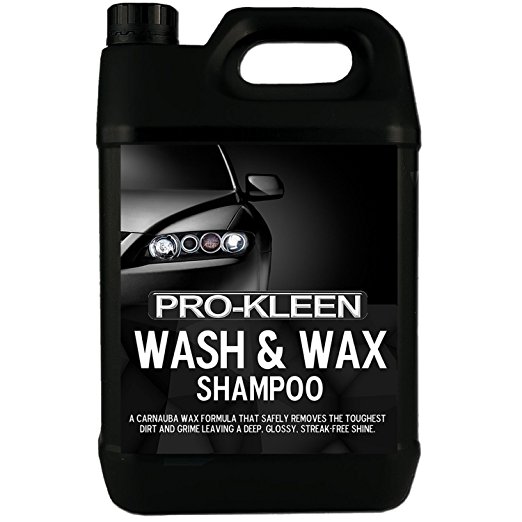 5L of Pro-Kleen Wash & Wax Shampoo with Carnauba Wax - pH Neutral Professional Car Wash Shampoo - Suitable for all Car Exteriors - for a Deep, Glossy, Just Waxed Shine - Cherry Fragrance