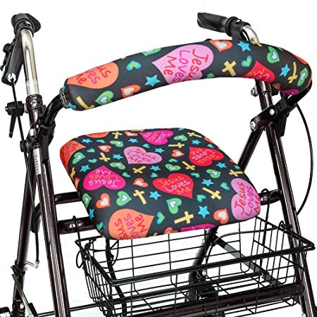 Top Glides"Jesus Loves Me" Universal Rollator Walker Seat and Backrest Covers (Christian)