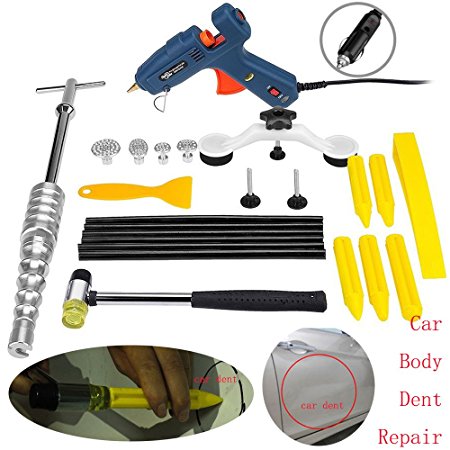FLY5D 21Pcs Auto Body Paintless Dent Repair Removal Tool kits Slide Hammer Dent Puller Body Shop Tools