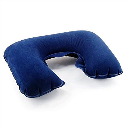 Topro Inflatable Travel Pillow Neck Head Rest Soft Support Cushion Color Dark Blue