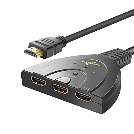 HDMI Switch Ceonam 3 Ports HDMI Switcher with Pigtail HDMI Cable and Gold Plated Connectors Supports 3D 1080P HD Audio