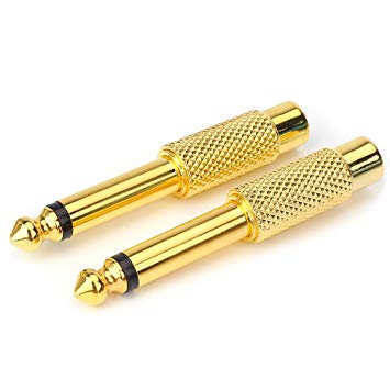 MOBOREST 6.35mm Mono Plug Male (1/4 inch TS) to RCA Female Stereo Interconnect Audio Adapter, (2pack)