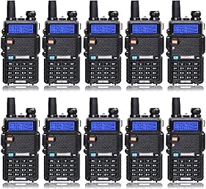 Baofeng UV-5R Dual Band Two Way Radio Handheld Ham Radio Long Range Walkie Talkies Pack of 10 for Adults School Team Management (Black)