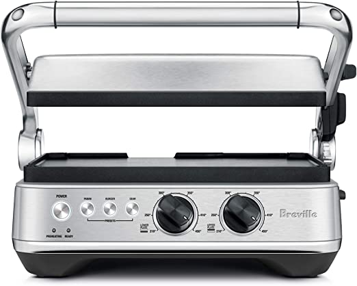 Breville BGR700BSS the Sear and Press countertop electric grill, Medium, Brushed Stainless Steel