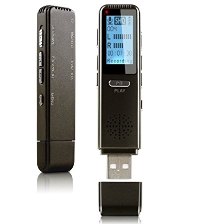 MAOZUA 8GB Professional Digital Voice Recorder Rechargeable USB Voice-Activated Recording Voice Recorder with MP3 Player for Meetings Lectures Classes and Interviews - Black