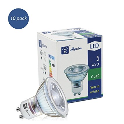 10 X Realm 5W GU10 LED super bright spotlight bulb 380lm Non Dimmable 50W Halogen Equivalen Warm White 3000K